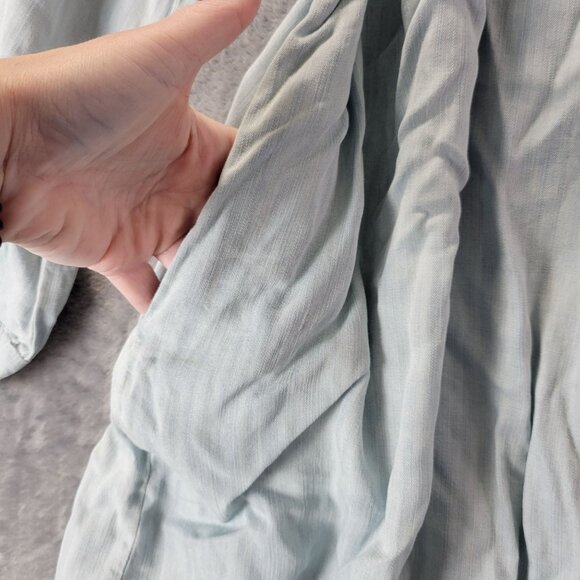 Ott Women’s Chambray Shirt Dress M Blue Tencel Long Sleeve Button Front Casual‎ - Picture 6 of 12